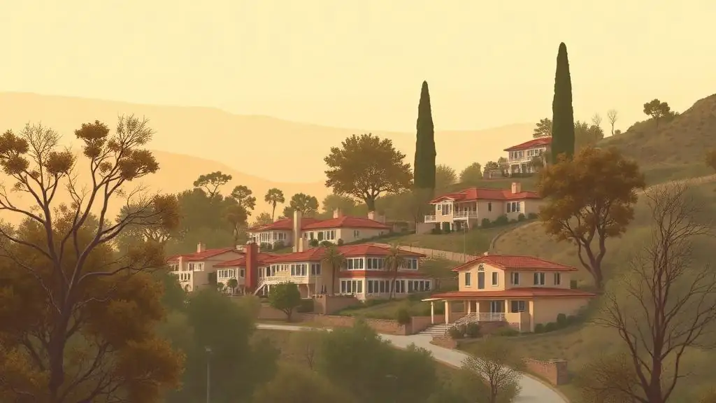 Hillside-edge and infill residential streets in Encino where custom homes often require staging, utility, and slope planning.