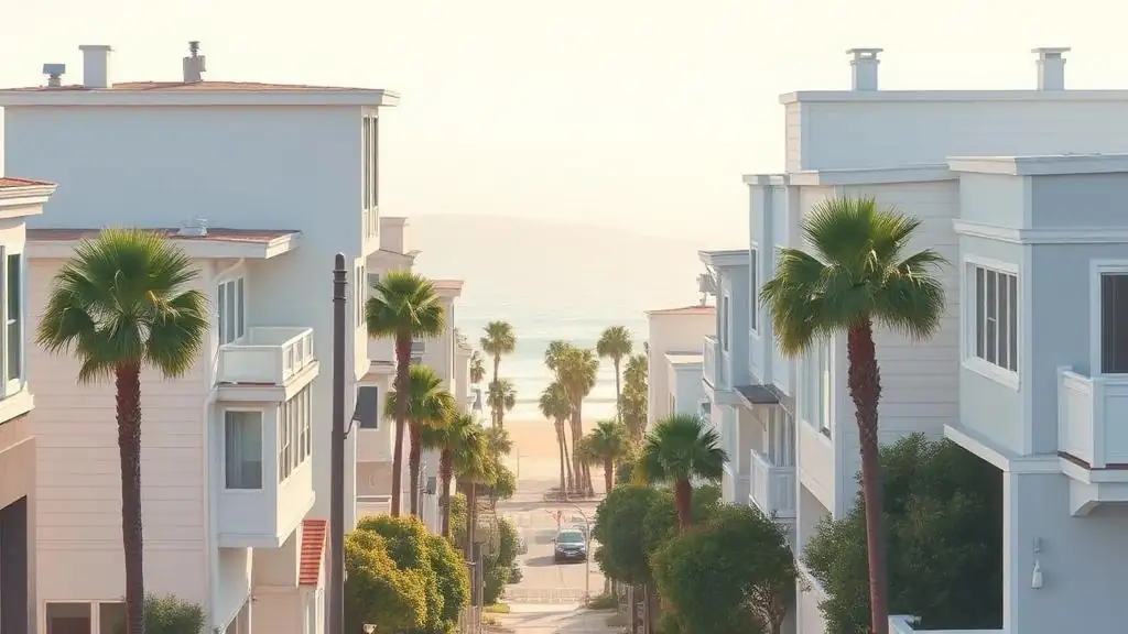 Tight beach-city residential lots in Manhattan Beach where multi-story custom homes require careful staging and neighbor coordination.