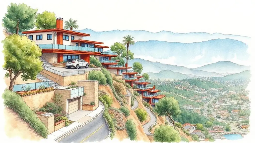 Studio City hillside residential context where narrow streets, slope, and staging commonly shape custom homes south of Ventura.